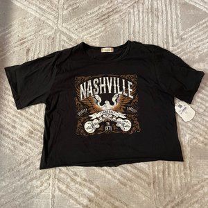 Altar'd State Nashville Cropped Graphic Tee - Black - Size Small - NWT